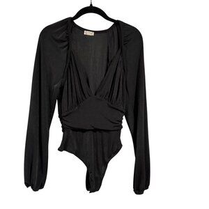 Free‎ People In Your Arms Black Bodysuit Size S